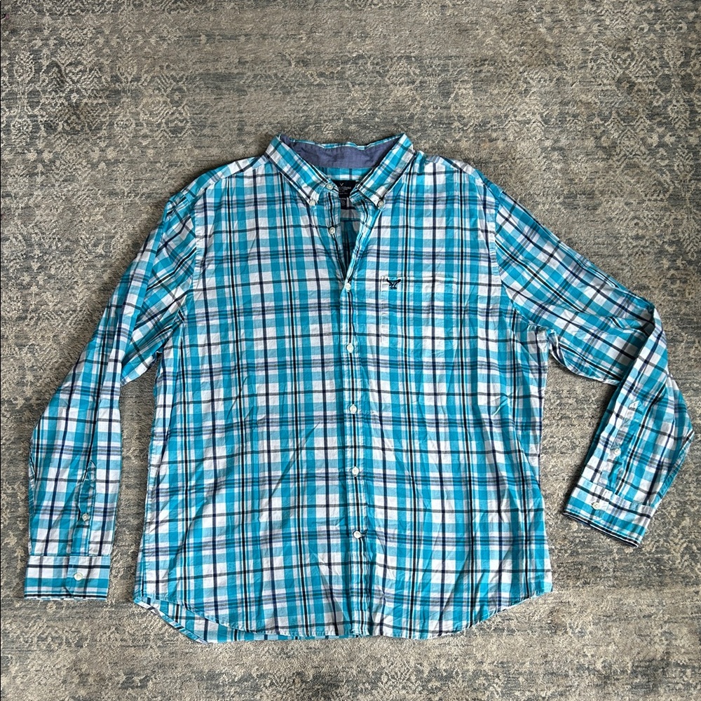 American Eagle Plaid Button Down Shirt